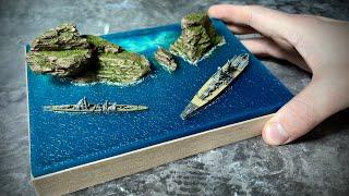 ДИОРАМА с Кораблями и ЭПОКСИДКОЙ. Ship diorama epoxy resin 1:3000