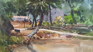 watercolour landscape outdoor painting tutorial | PRAKASH MAHATO |