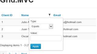 Grid With Filter ,  Paging and Sorting in Asp.Net MVC