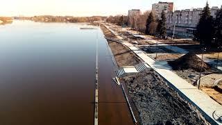 строительство набережной в Великом Новгороде, паводок подтопил набережную 22.04.2022