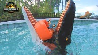 JURASSIC WORLD REBIRTH #dinosaur Toys Water Fight Scene w/ Mosasaurus, Spinosaurus 