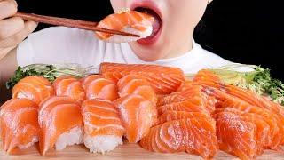 ASMR MUKBANG | Salmon Party  | Kelp Aged Salmon Sushi and Sashimi | Eating Sounds No Talking