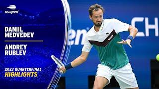 Daniil Medvedev vs. Andrey Rublev Highlights | 2023 US Open Quarterfinal