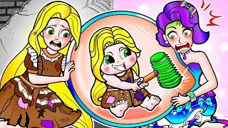 [paper dolls] Bad Thief Stole Baby From Pregnant Woman! Rapunzel Family Dress Up - Rapunzel Family