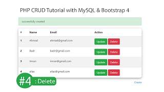 PHP CRUD Tutorial with MySQL & Bootstrap 4 #4 Delete