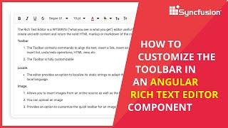 How to Customize the Toolbar in an Angular Rich Text Editor Component