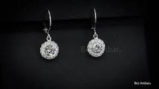 White Gold Diamond Drop Earrings with a Diamond Halo from Bez Ambar