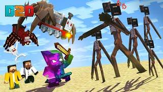 Siren Head VS HEROBRINE BROTHERS & Choo Choo Charles Robot & Train School - Minecraft Animation