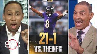 ESPN react to Lamar Jackson 21-1 vs NFC Teams - Ravens beat Cowboys 28-25 - 49ers shock loss to Rams