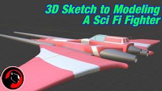 Speed modeling a Science Fiction Fighter Blender 2 91