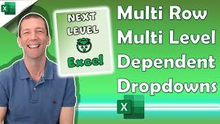 ( see easier version in description )Excel Dependent Drop down - multiple rows AND multiple levels