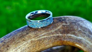 Turning deer antler inlayed ring on a lathe. DIY  ring chuck.