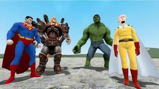 Who Wins ? HULK vs SAITAMA vs Superman vs Ares in Garry's Mod!