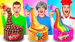 Me vs Grandma Cooking Challenge | Cake Decorating Sweet Challenge by YUMMY JELLY