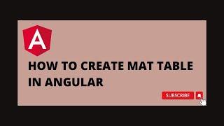 How to create mat-table in angular