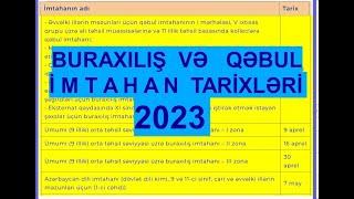 BURAXILIŞ  VƏ   QƏBUL  İ M T A H A N  TARİXLƏRİ---2023.