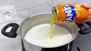 Pour the Fanta into the boiling milk! I no longer buy cheese at the market.