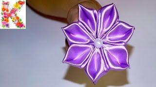 Канзаши мастер клас,для начинающих своими руками. DIY kanzashi tutorial flowers