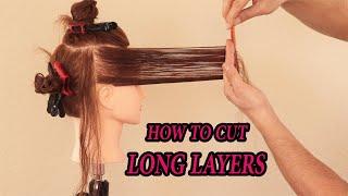 How to cut long layers haircut easy tutorial step by step for beginners, cutting long hair #layers