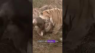 Tiger scares off black bear  #wildlife #animals #fyp