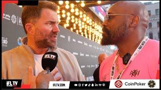 'YOU CAN S*CK D***' - DEREK CHISORA & EDDIE HEARN GET INTO HEATED CONFRONTATION @ AJ-DUBOIS ARRIVALS