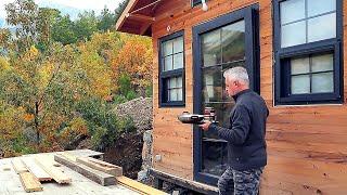 Dinner & Breakfast in the VILLAGE | Building DIY WOOD CABIN Interior Wall Paneling