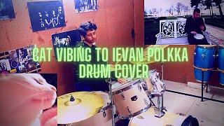 Cat Vibing to Ievan Polkka Meme Drum Cover