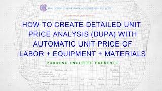 DUPA Estimate with Automatic Price Generation using Excel