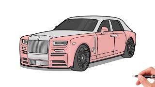 How to draw a ROLLS ROYCE PHANTOM MANSORY 2018 / drawing Rolls-Royce phantom extended 2019 car