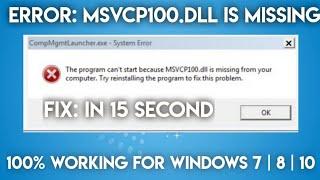 How to resolve error "msvcp100.dll Is Missing from Your Computer" Windows 7\ 8\ 10 Fix | How to Fix