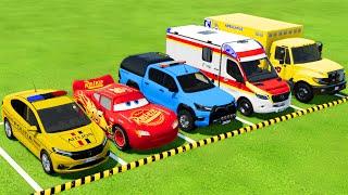 DACIA, TOYOTA POLICE CARS & MERCEDES, FORD AMBULANCE VEHICLES TRANSPORTING ! FS22