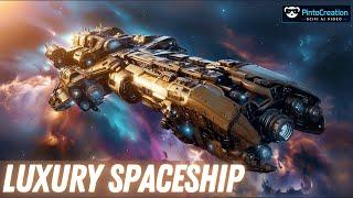Luxury Spaceship: Golden Futuristic Sci-Fi Voyage | AI Video