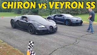 Bugatti Chiron vs. Veyron SS racing on the runway