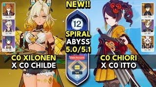 C0 Xilonen x Childe & C0 Chiori x Itto | Spiral Abyss 5.1 Floor 12 9 Stars | Genshin Impact 5.1