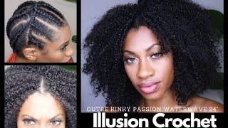 $7 Illusion Crochet - Only 10 Braids & 1 Pack of Hair - Outre Kinky Passion Water Wave 24"