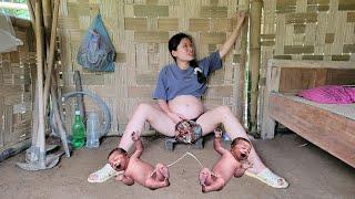 7.5 Months Pregnant Single Mother Suffers Pains in Late Stage of Pregnancy. Harvest Corn, Cooking