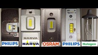 Philips Ultinon Pro9000 (11972U90CWX2), comparison with OSRAM и NARVA