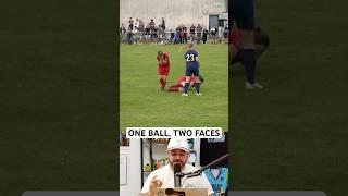 One kick hits two opponents in the face, a breakdown #soccer #sports #fail #funny #injury