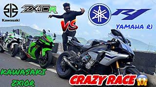 3 Kawasaki ZX10R vs Yamaha R1 Crazy Powerfull Superbikes | Must watch