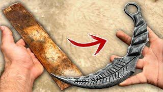 Forging Stunning Damascus Karambit Knife