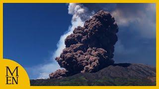 Volcano erupts on Mount Etna on Sicily causing huge smoke cloud