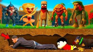  Zombie Brainrot Animals Attacked Shinchan & Franklin in GTA 5! | Scary Zombies Story | Telugu
