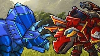 Dino Robot Battle Arena | Triceratops VS Tricera Blue | Show Me Games