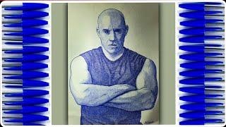 Dominic Toretto (fast & furious)| Ballpen Drawing | K5 arts | #41 #fastx #fastandfurious #vindiesel