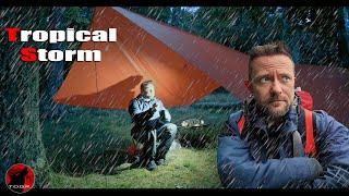 A Tropical Storm Attacks the Mountains - Protection with a Tarp Shelter - Rain Camping