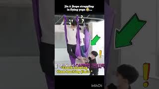 The struggle of Jin & j-hope can never be not funny in flying yoga  #shorts #bts #struggle  #runbts