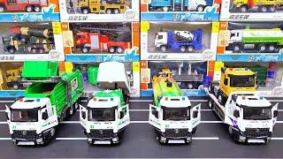 Miniature Trucks Of Garbage Truck, Road Sweeper Truck, Sprinkler Tank Truck, Flatbed Truck