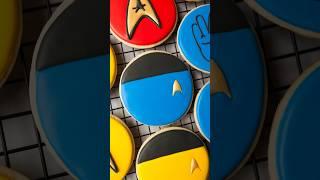 Star Trek inspired cookies decorated with royal icing #royalicing #cookiedecorating #relaxingvideo