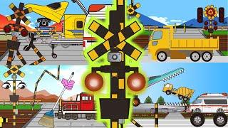 踏切アニメ　子供向け　 変形・診察・修理する電車・動画人気ベスト５まとめ　Railroad Crossing and train railway level crossover