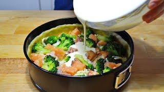 Как Приготовить КИШ с РЫБОЙ! Простой Рецепт Вкусного Пирога! Open cake with red fish and broccoli